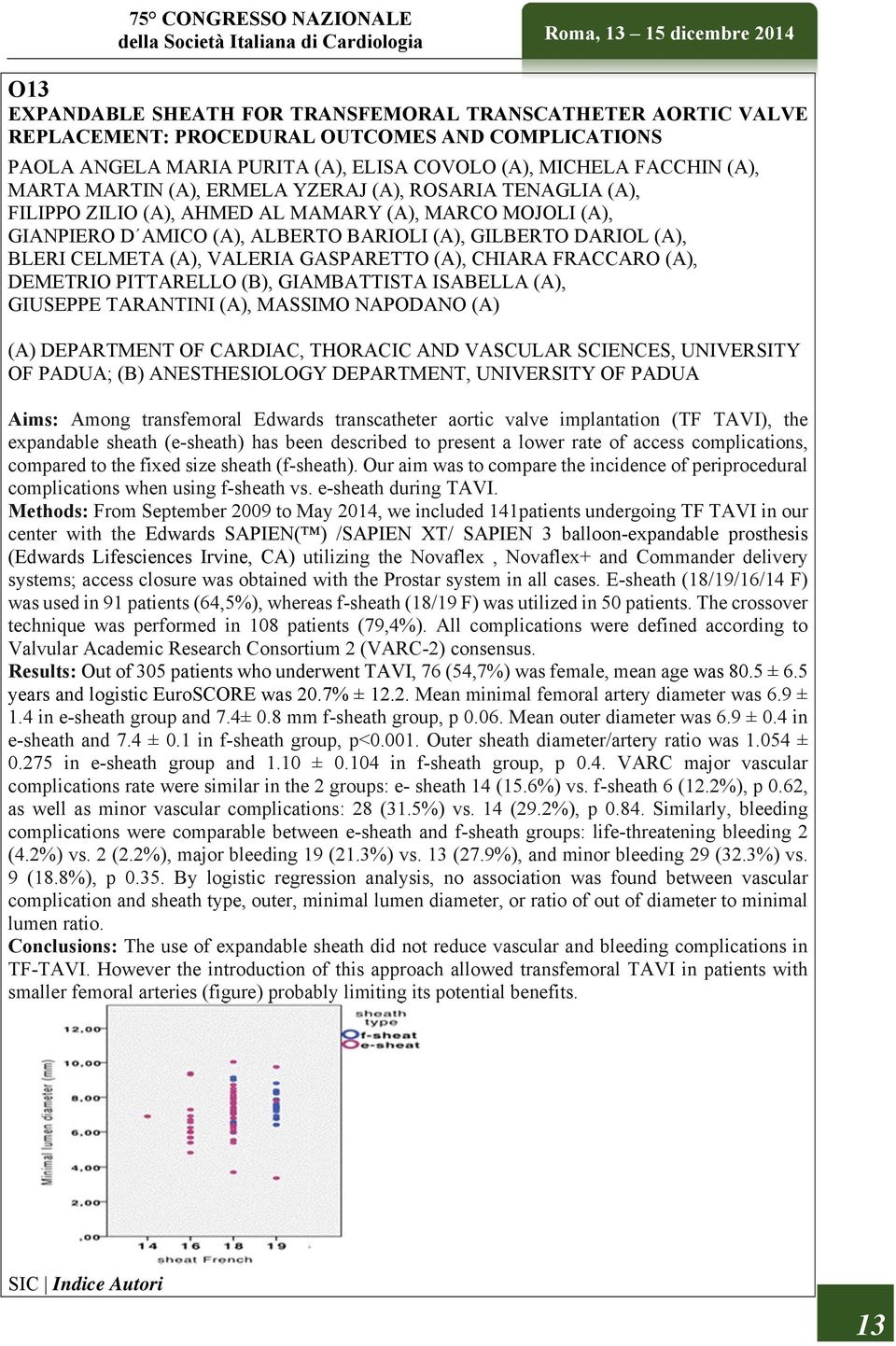 GASPARETTO (A), CHIARA FRACCARO (A), DEMETRIO PITTARELLO (B), GIAMBATTISTA ISABELLA (A), GIUSEPPE TARANTINI (A), MASSIMO NAPODANO (A) (A) DEPARTMENT OF CARDIAC, THORACIC AND VASCULAR SCIENCES,