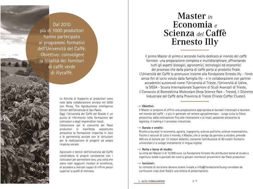 Oggi l Università del Caffè del Brasile è un punto di riferimento nella formazione dei coltivatori e degli imprenditori locali.