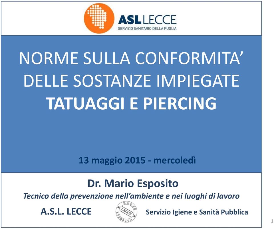 13 maggio 2015 - mercoledì  lavoro A.S.L.