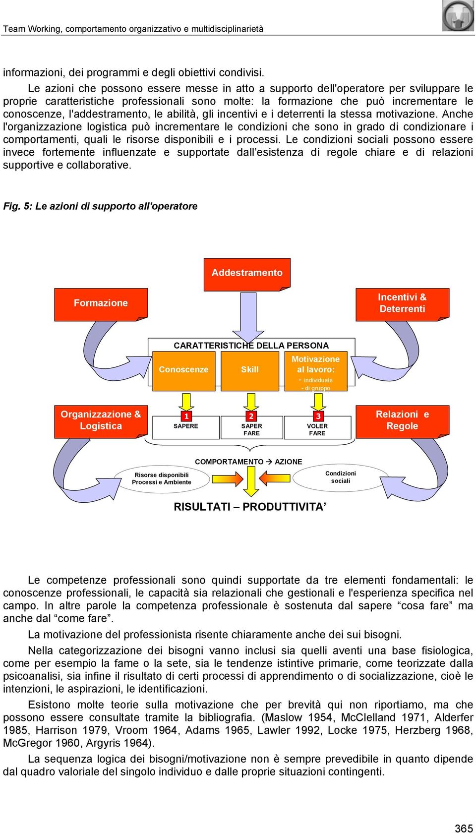 l'addestramento, le abilità, gli incentivi e i deterrenti la stessa motivazione.