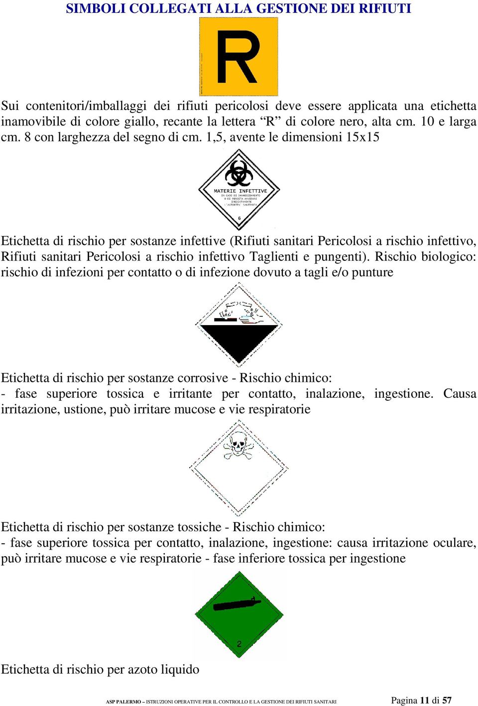 1,5, avente le dimensioni 15x15 Etichetta di rischio per sostanze infettive (Rifiuti sanitari Pericolosi a rischio infettivo, Rifiuti sanitari Pericolosi a rischio infettivo Taglienti e pungenti).