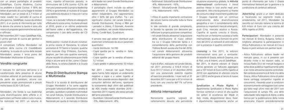 Leader tra i periodici di cucina di alta gamma, Sale&Pepe, nuovo da ottobre 2011, è un punto di riferimento per tutte le donne che amano la tavola e sono alla ricerca di proposte gastronomiche