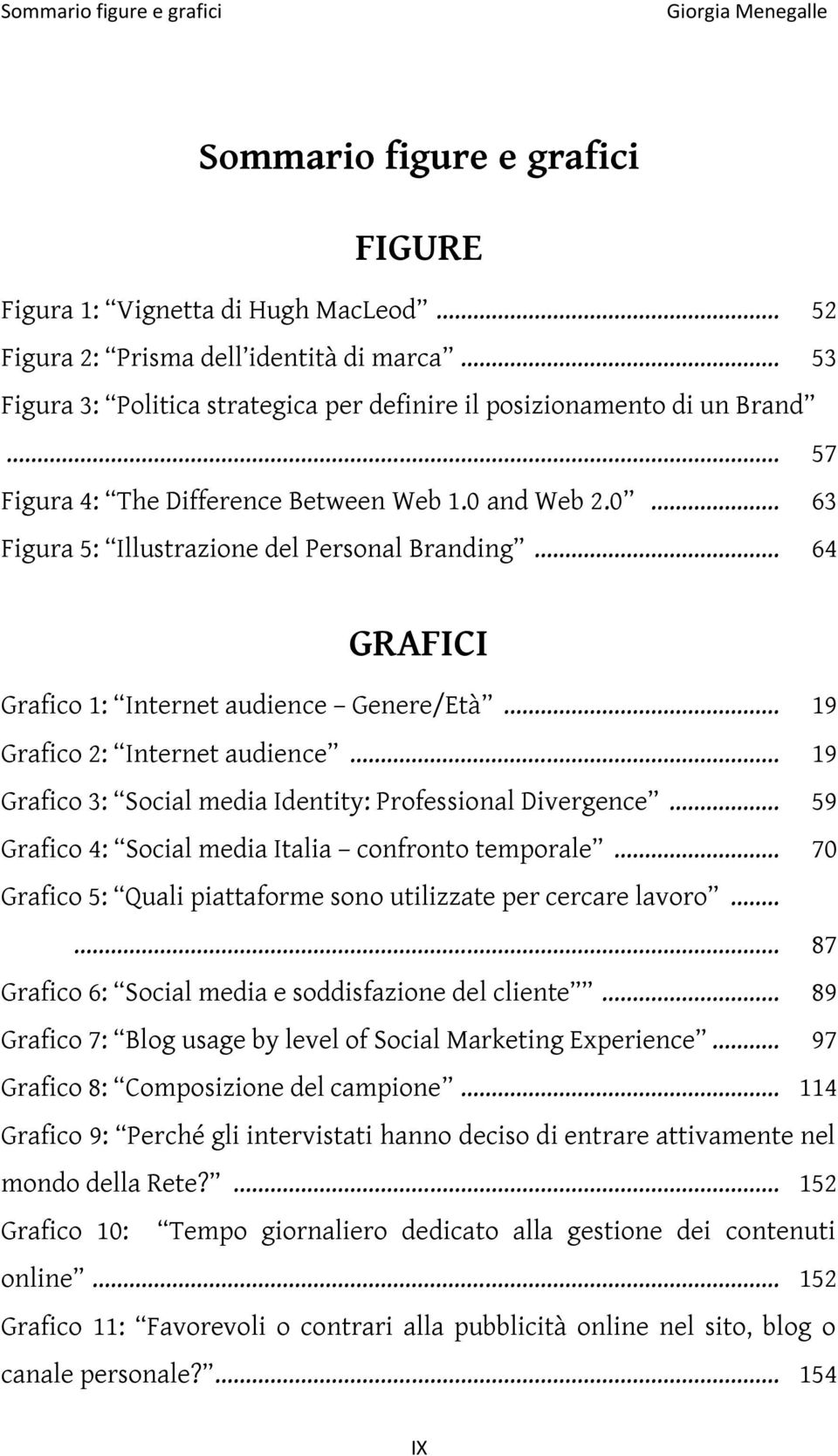 .. 64 GRAFICI Grafico 1: Internet audience Genere/Età... 19 Grafico 2: Internet audience... 19 Grafico 3: Social media Identity: Professional Divergence.