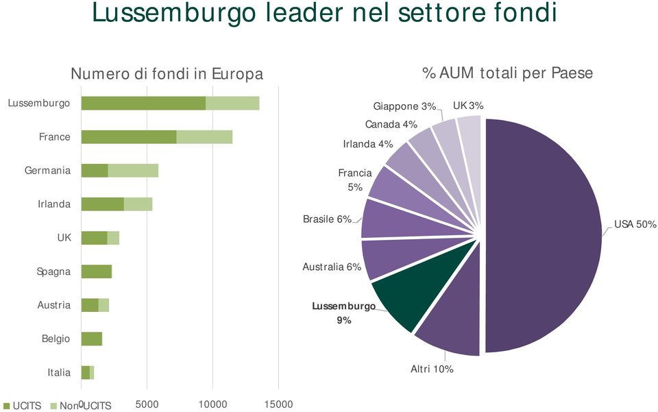 Australia 6% Irlanda 4% Francia 5% Giappone 3% UK 3% Canada 4% USA 50%