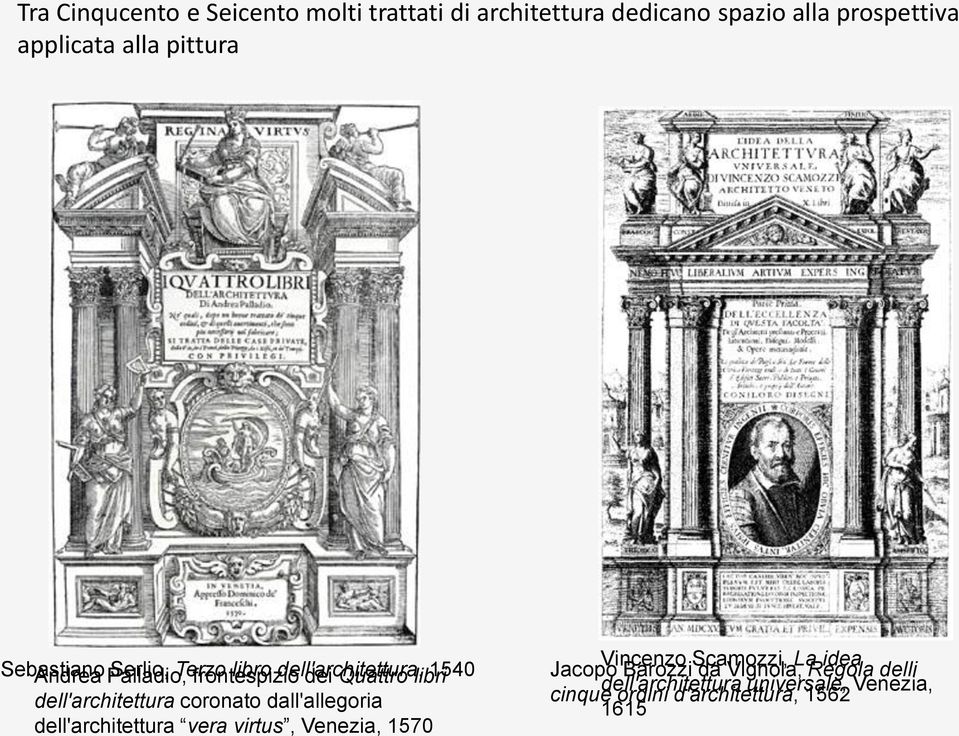 dell'architettura coronato dall'allegoria dell'architettura vera virtus, Venezia, 1570 Vincenzo Scamozzi, La