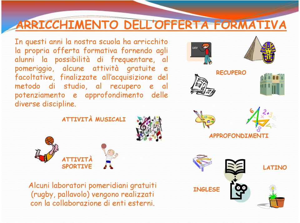 studio, al recupero e al potenziamento e approfondimento delle diverse discipline.