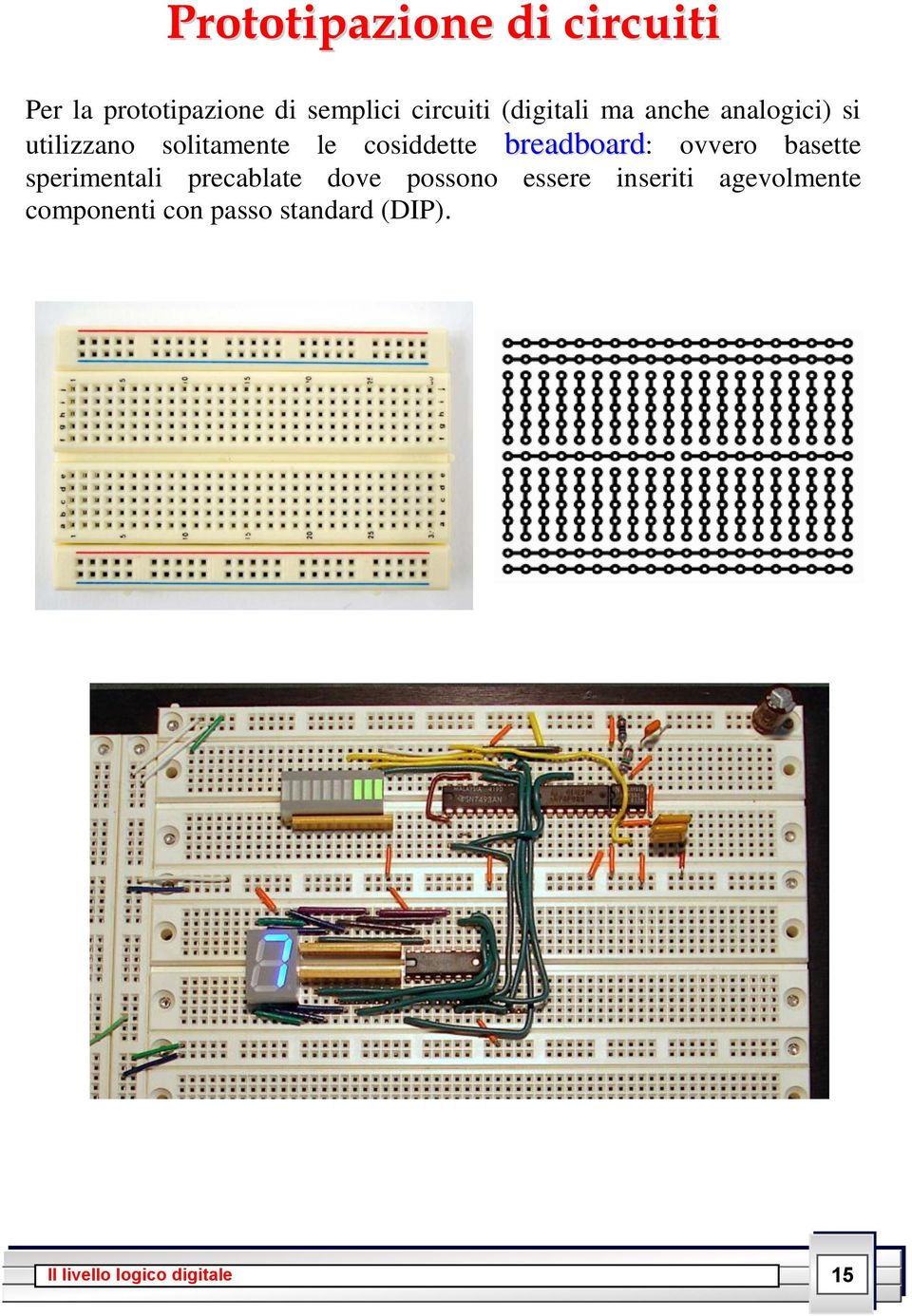 cosiddette breadboard: ovvero basette sperimentali precablate dove