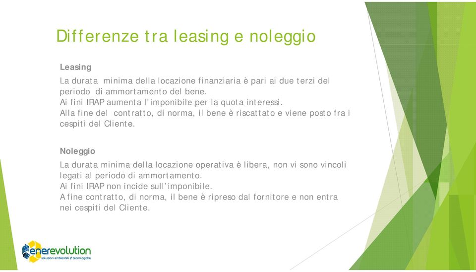 Alla fine del contratto, di norma, il bene è riscattato e viene posto fra i cespiti del Cliente.