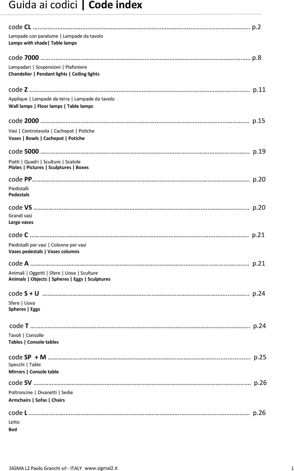 ......... p.20 Piedistalli Pedestals code VS......... p.20 Grandi vasi Large vases code C........ p.21 Piedistalli per vasi Colonne per vasi Vases pedestals Vases columns code A... p.21 Animali Oggetti Sfere Uova Sculture Animals Objects Spheres Eggs Sculptures code S + U.