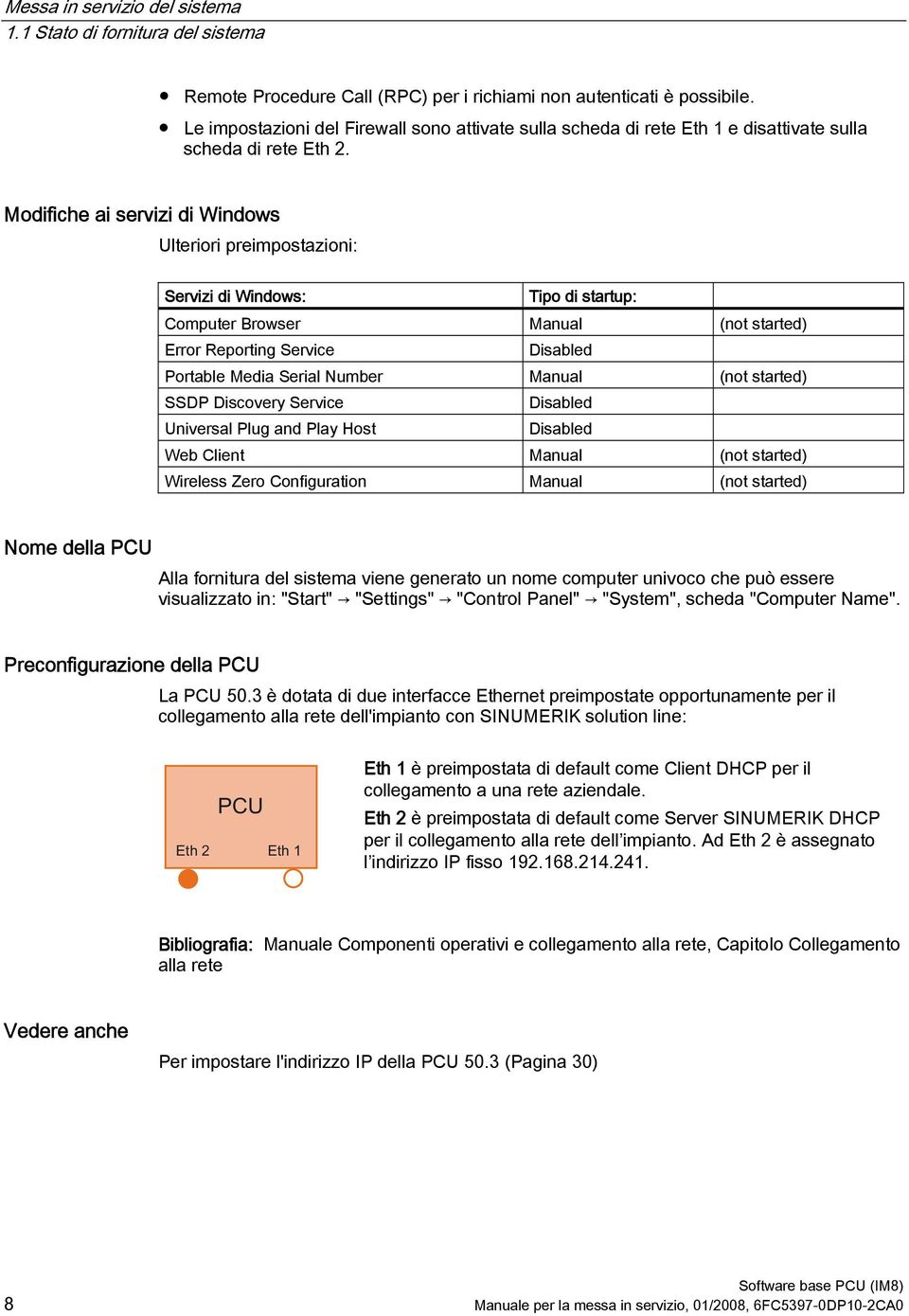 Modifiche ai servizi di Windows Ulteriori preimpostazioni: Servizi di Windows: Tipo di startup: Computer Browser Manual (not started) Error Reporting Service Disabled Portable Media Serial Number