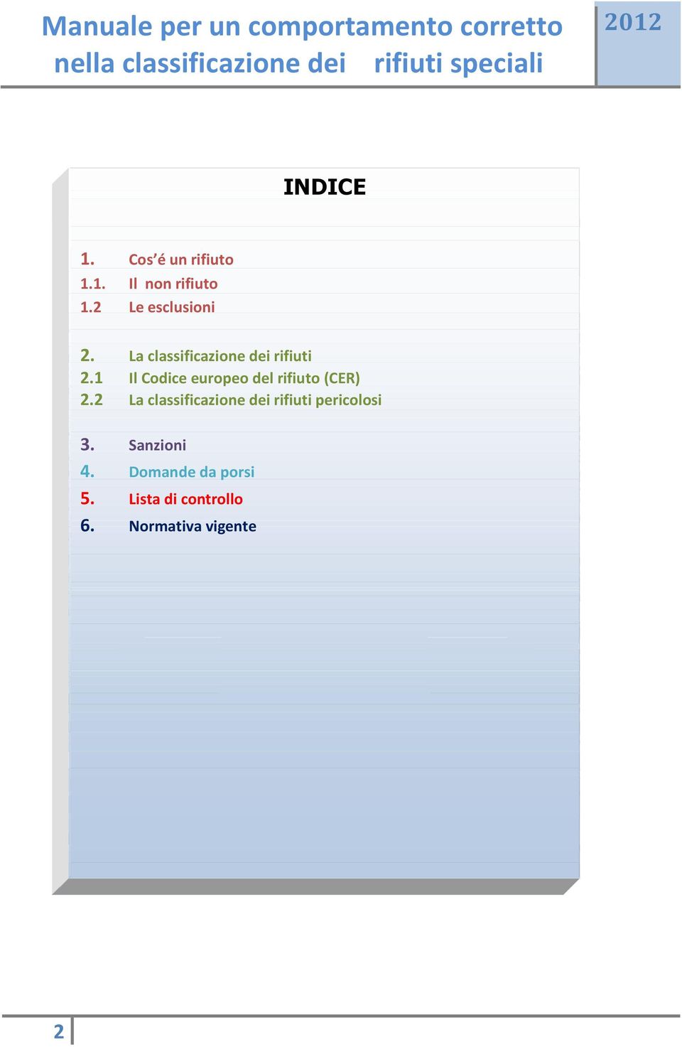 1 Il Codice europeo del rifiuto (CER) 2.