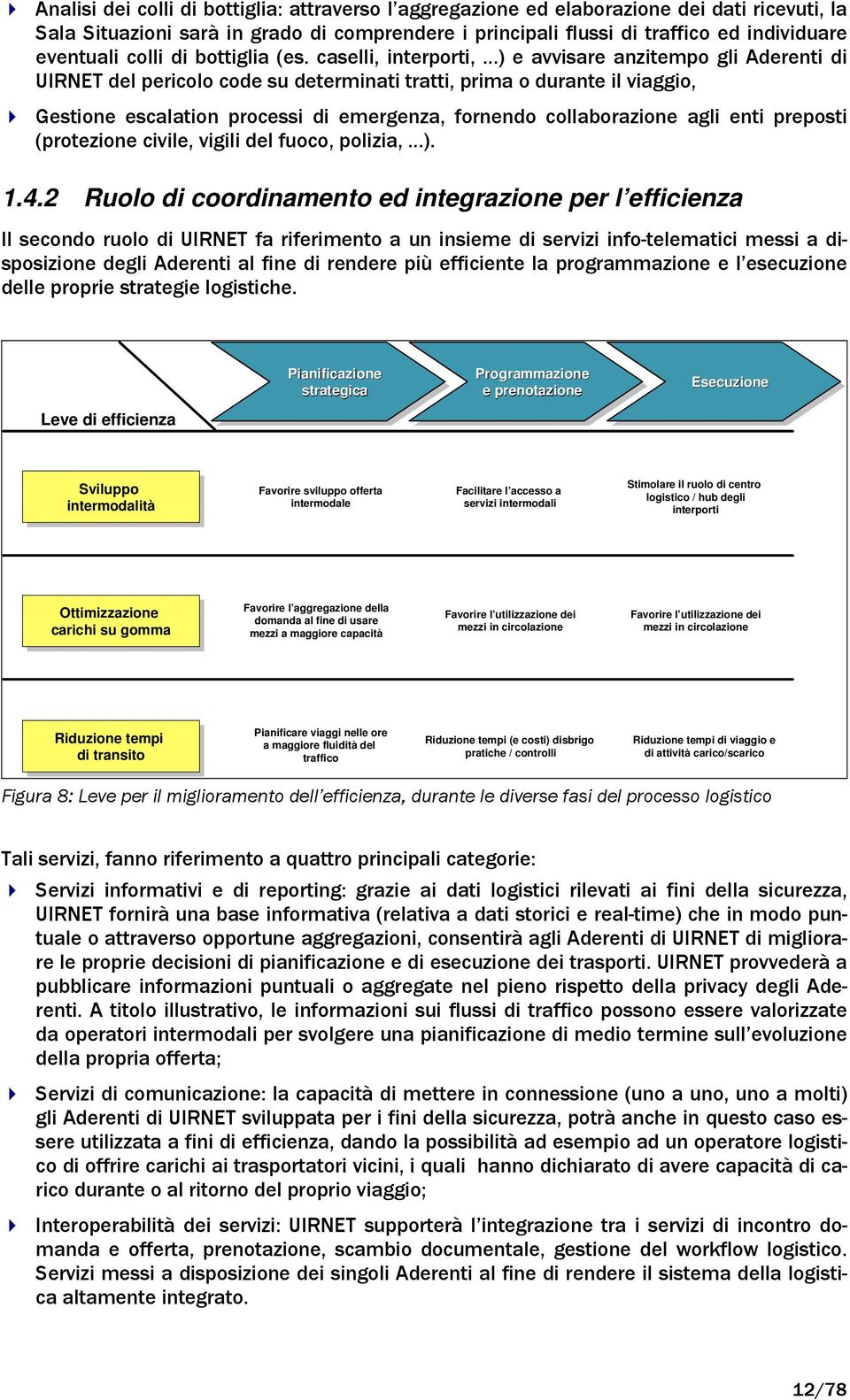 caselli, interporti, ) e avvisare anzitempo gli Aderenti di UIRNET del pericolo code su determinati tratti, prima o durante il viaggio, Gestione escalation processi di emergenza, fornendo