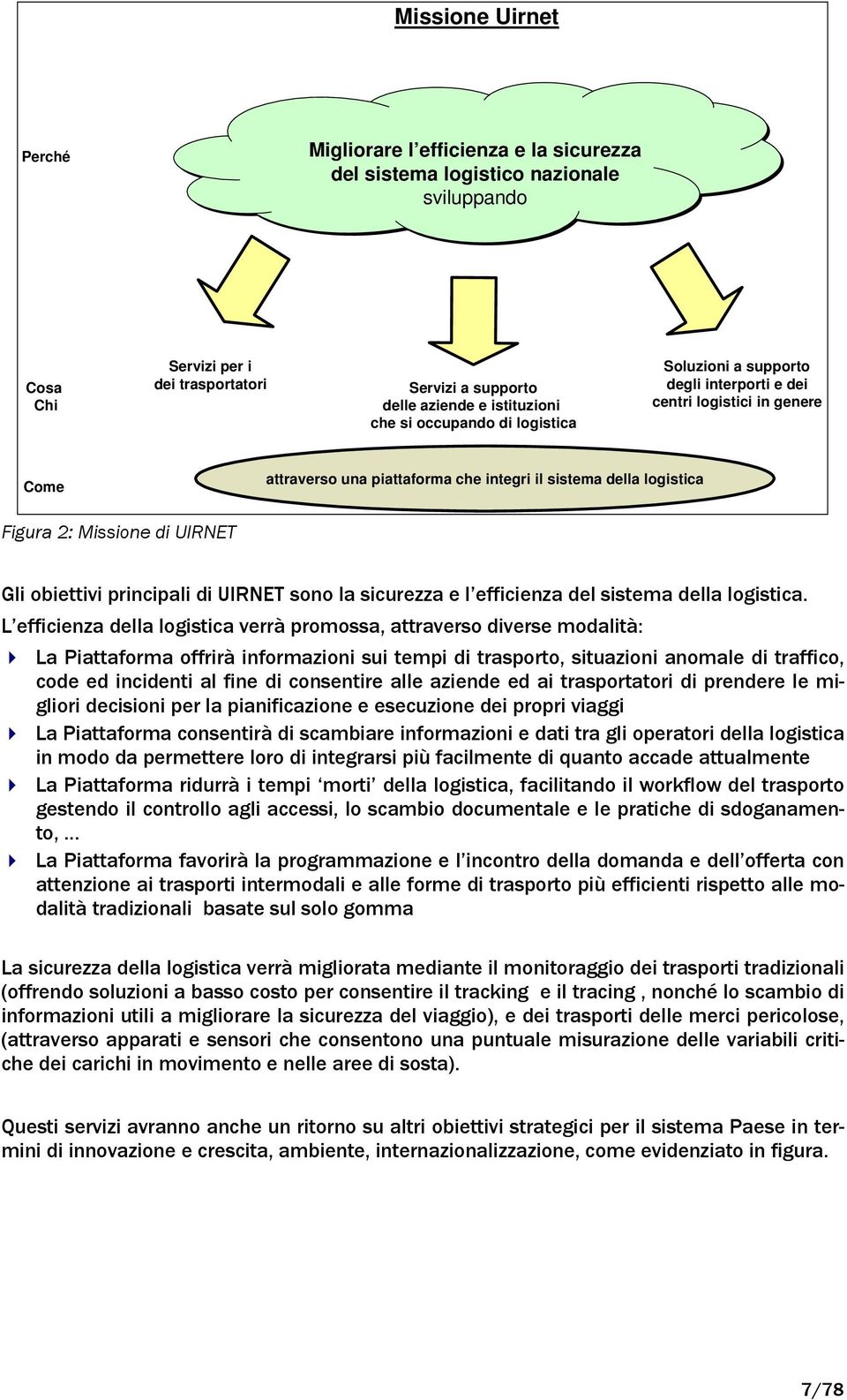 Gli obiettivi principali di UIRNET sono la sicurezza e l efficienza del sistema della logistica.