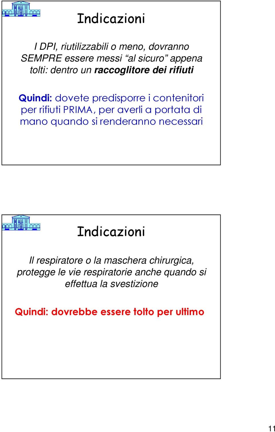 portata di mano quando si renderanno necessari Indicazioni Il respiratore o la maschera chirurgica,