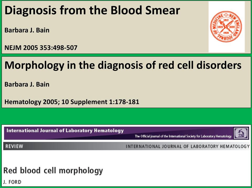 the diagnosis of red cell disorders Barbara