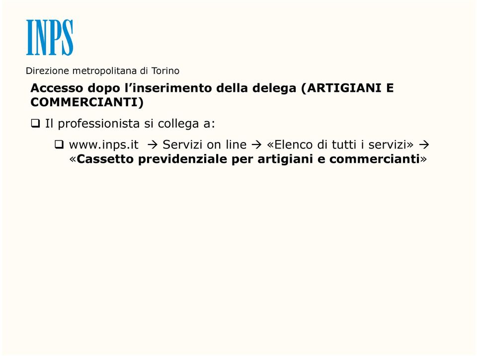 inps.it Servizi on line «Elenco di tutti i servizi»