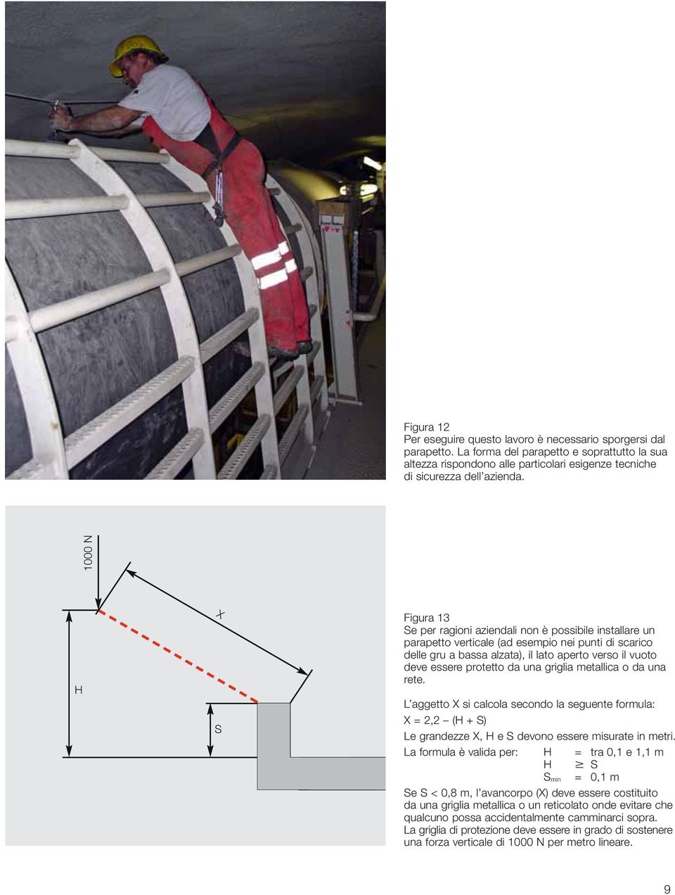 protetto da una griglia metallica o da una rete. L aggetto X si calcola secondo la seguente formula: X = 2,2 (H + S) Le grandezze X, H e S devono essere misurate in metri.