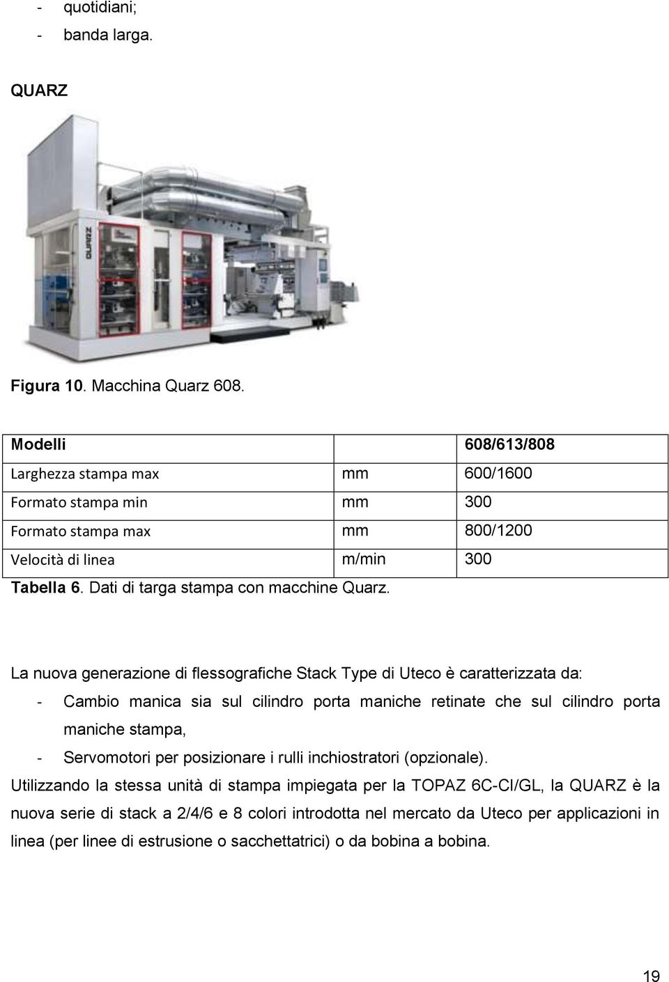 Dati di targa stampa con macchine Quarz.