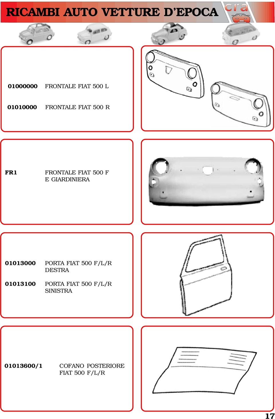 PORTA FIAT 500 F/L/R DESTRA 01013100 PORTA FIAT 500