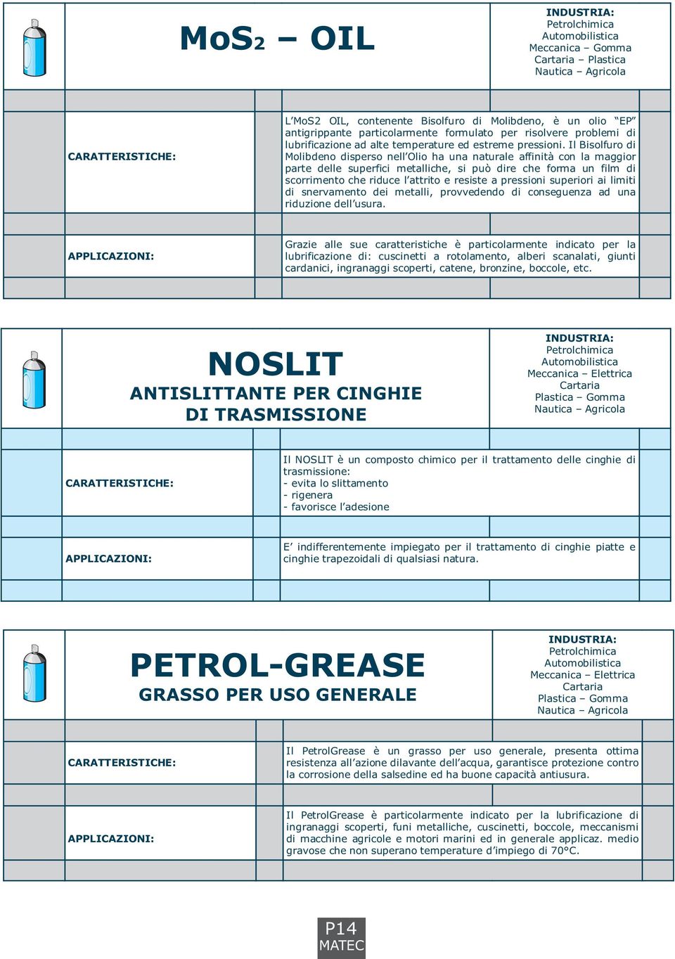 Il Bisolfuro di Molibdeno disperso nell Olio ha una naturale affinità con la maggior parte delle superfici metalliche, si può dire che forma un film di scorrimento che riduce l attrito e resiste a