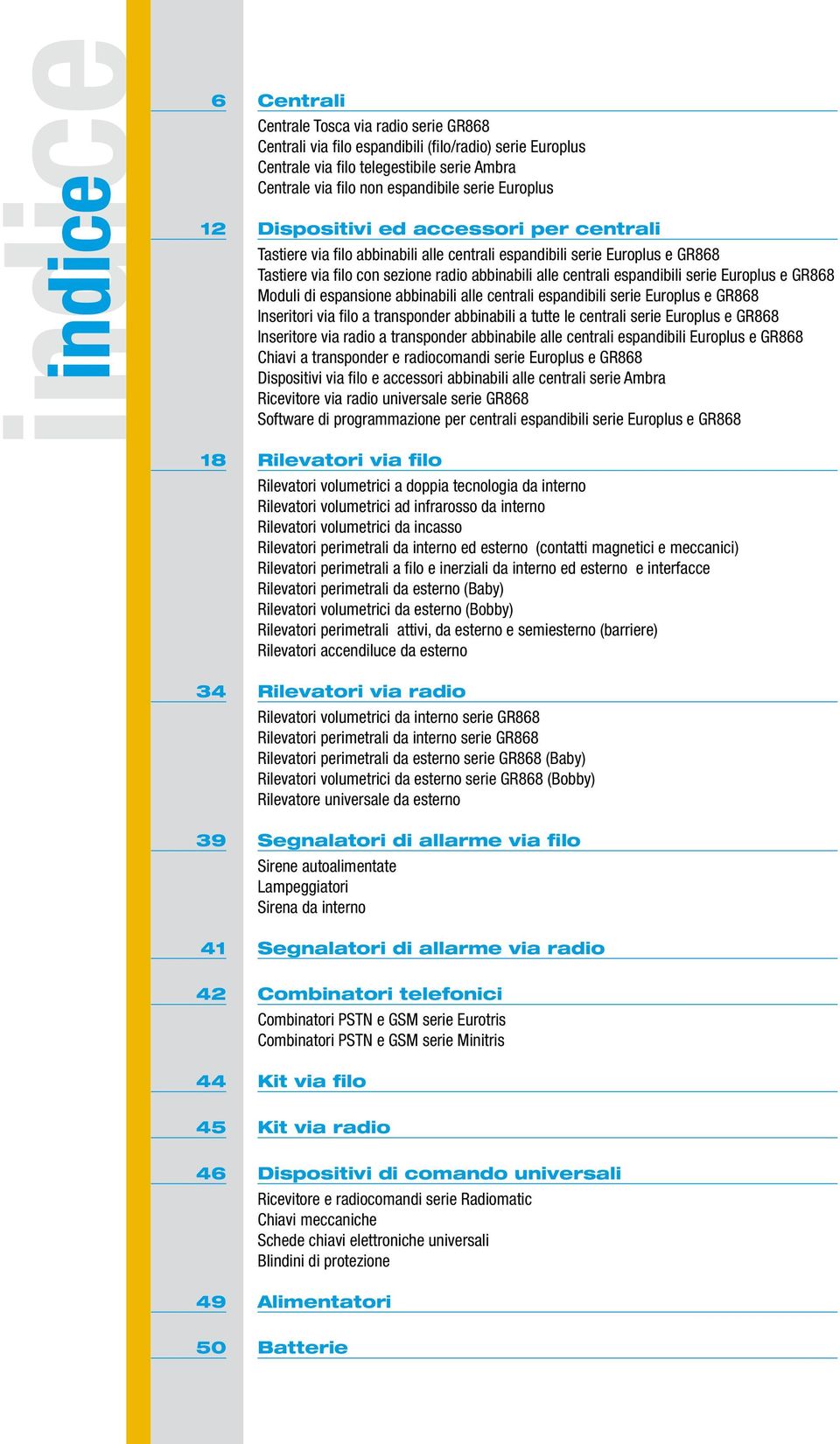 espandibili serie Europlus e GR868 Moduli di espansione abbinabili alle centrali espandibili serie Europlus e GR868 Inseritori via filo a transponder abbinabili a tutte le centrali serie Europlus e