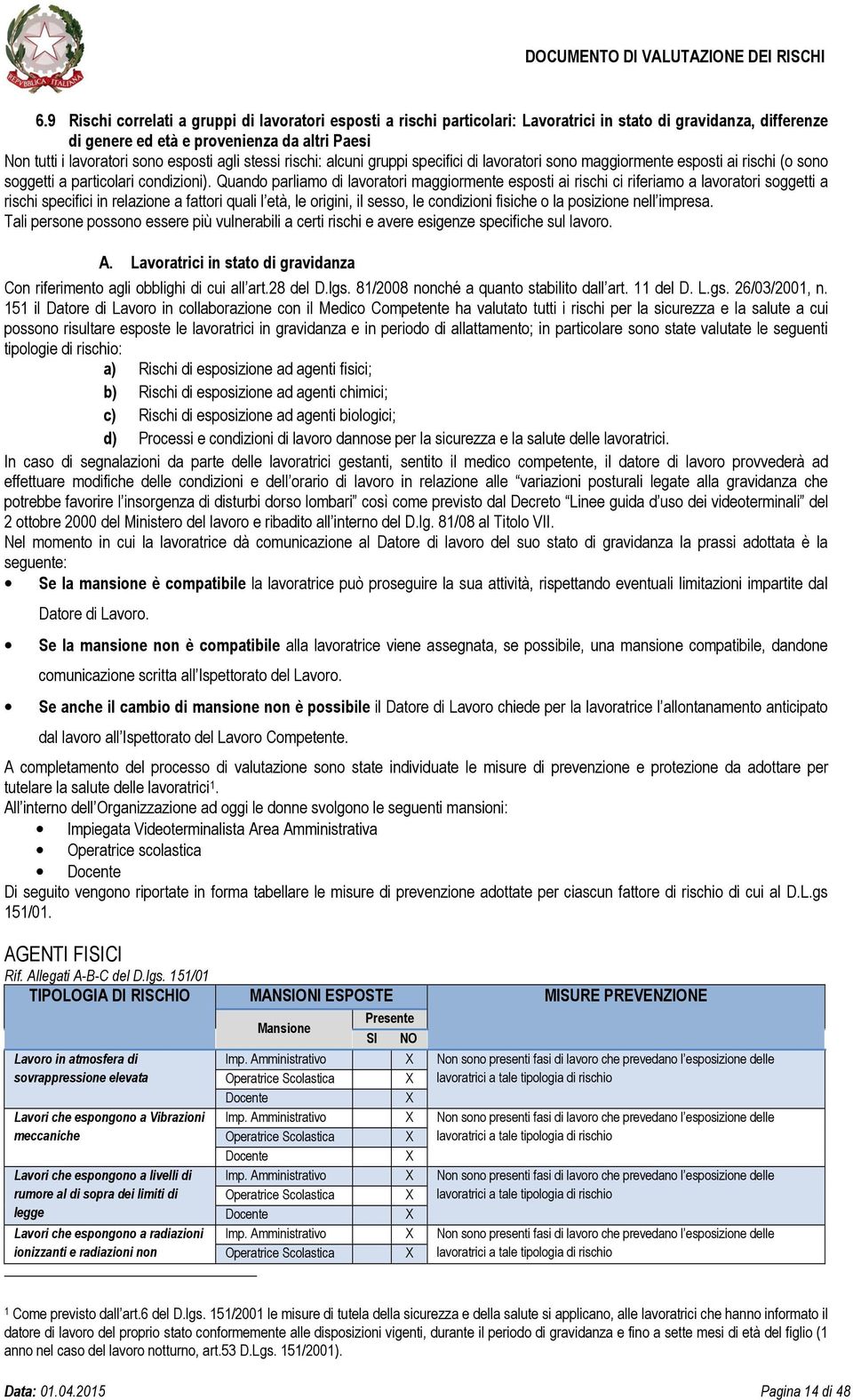 Quando parliamo di lavoratori maggiormente esposti ai rischi ci riferiamo a lavoratori soggetti a rischi specifici in relazione a fattori quali l età, le origini, il sesso, le condizioni fisiche o la