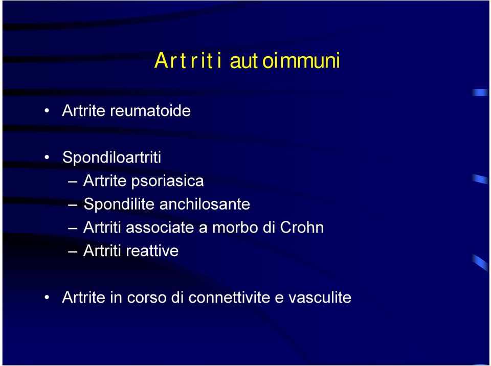 anchilosante Artriti associate a morbo di Crohn