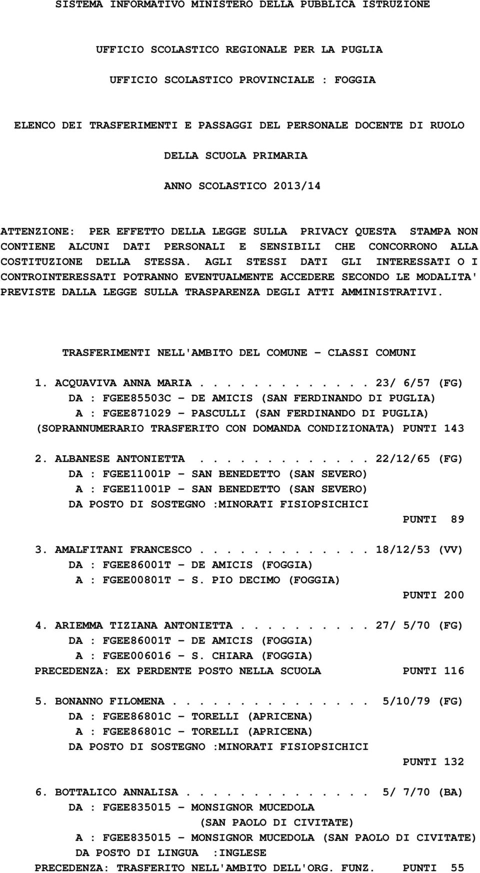 DELLA STESSA. AGLI STESSI DATI GLI INTERESSATI O I CONTROINTERESSATI POTRANNO EVENTUALMENTE ACCEDERE SECONDO LE MODALITA' PREVISTE DALLA LEGGE SULLA TRASPARENZA DEGLI ATTI AMMINISTRATIVI.