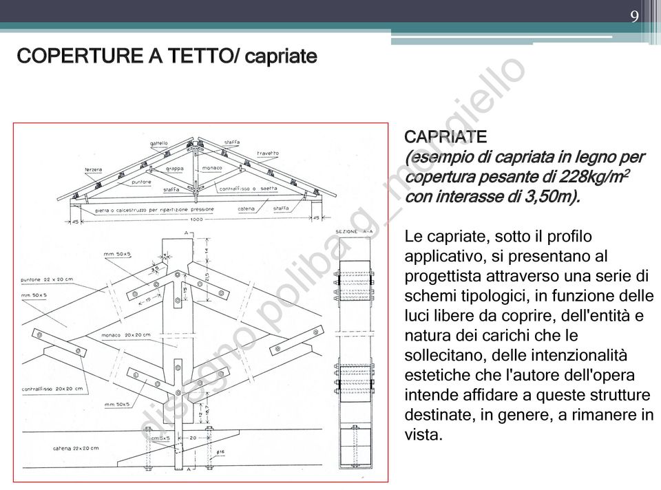 Le capriate, sotto il profilo applicativo, si presentano al progettista attraverso una serie di schemi tipologici, in