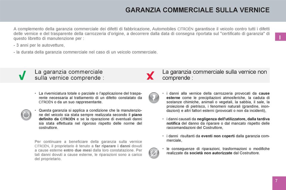 della garanzia commerciale nel caso di un veicolo commerciale.