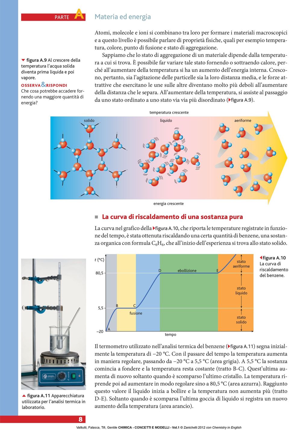 Atomi, molecole e ioni si combinano tra loro per formare i materiali macroscopici e a questo livello è possibile parlare di proprietà fisiche, quali per esempio temperatura, colore, punto di fusione