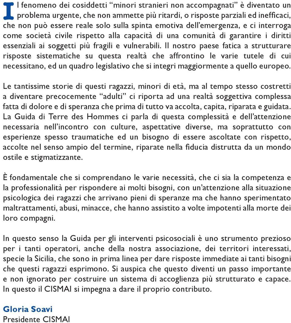 Il nostro paese fatica a strutturare risposte sistematiche su questa realtà che affrontino le varie tutele di cui necessitano, ed un quadro legislativo che si integri maggiormente a quello europeo.