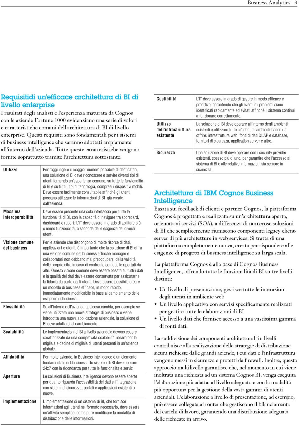 Questi requisiti sono fondamentali per i sistemi di business intelligence che saranno adottati ampiamente all interno dell azienda.