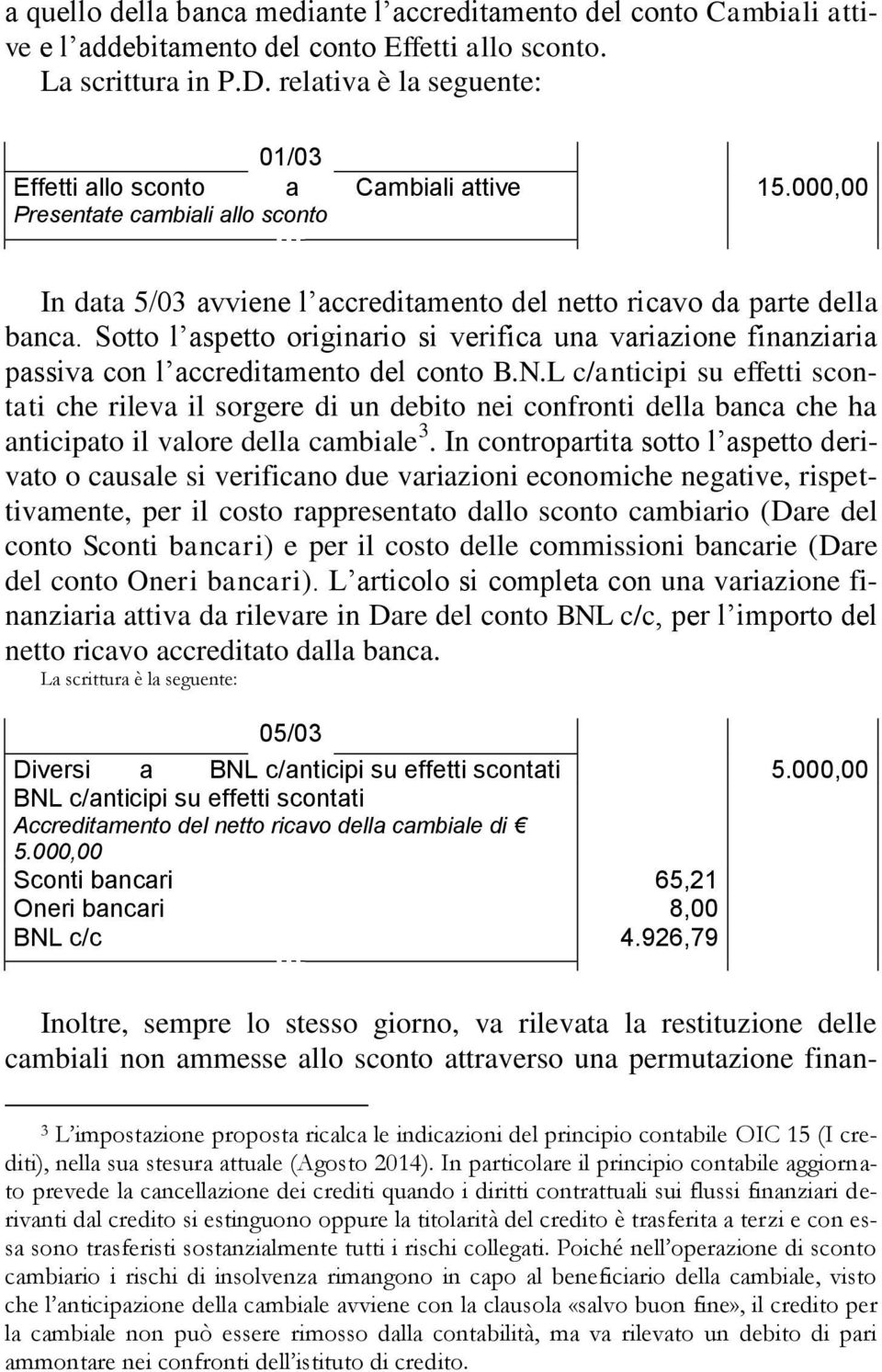 Sotto l aspetto originario si verifica una variazione finanziaria passiva con l accreditamento del conto B.N.