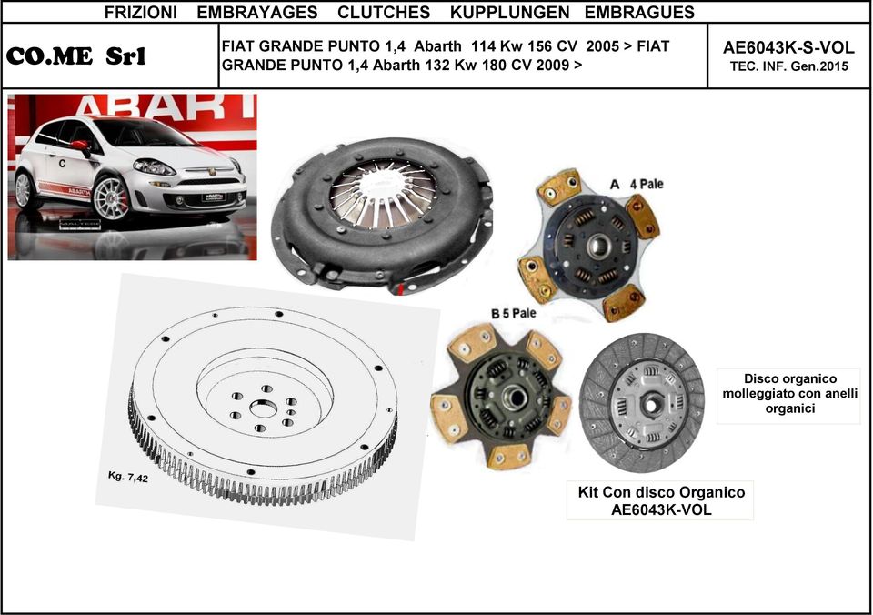 PUNTO 1,4 Abarth 132 Kw 180 CV 2009 > AE6043K-S-VOL TEC. INF. Gen.