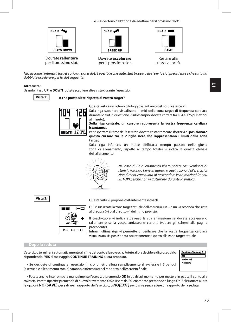 Altre viste: Usando i tasti UP e DOWN potete scegliere altre viste durante l'esercizio: IT Vista 2: A che punto siete rispetto al vostro target?