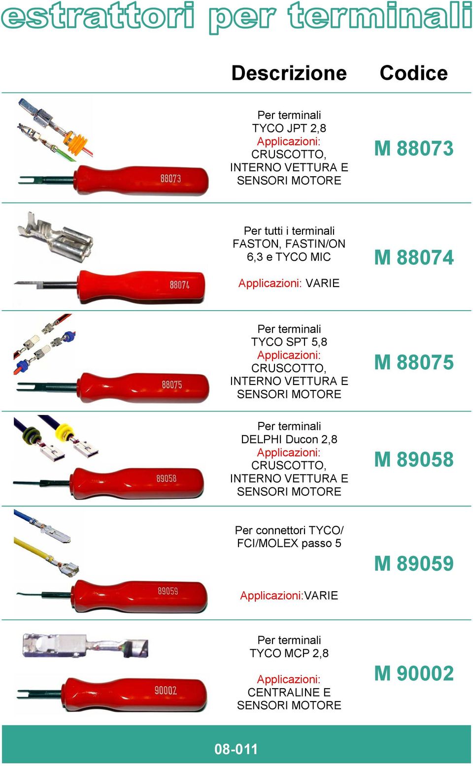 88075 DELPHI Ducon 2,8 E SENSORI MOTORE M 89058 Per connettori TYCO/