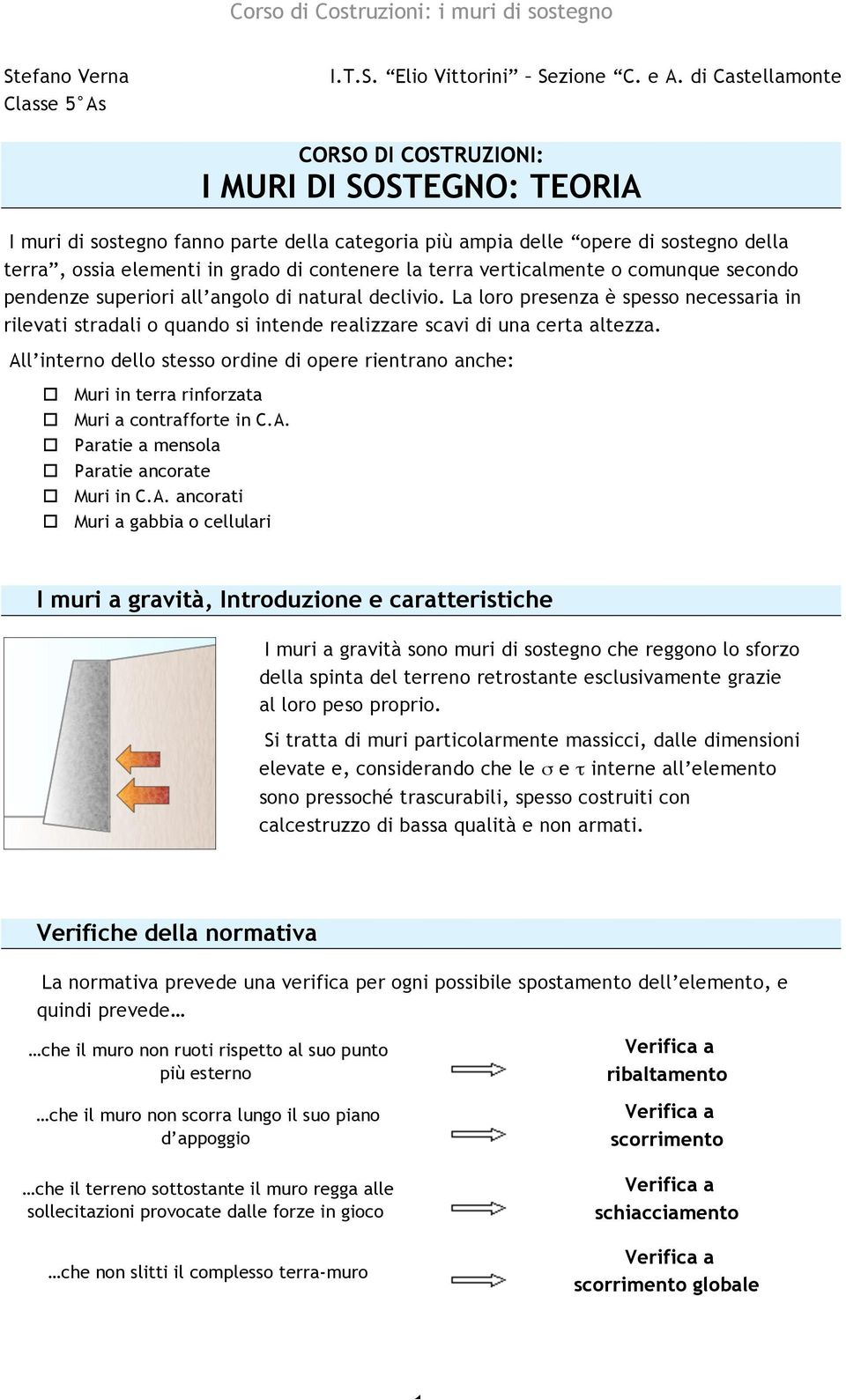 terra verticalmente o comunque secondo pendenze superiori all angolo di natural declivio.