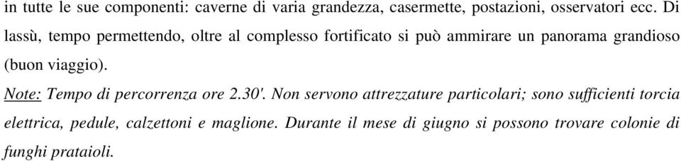 viaggio). Note: Tempo di percorrenza ore 2.30'.