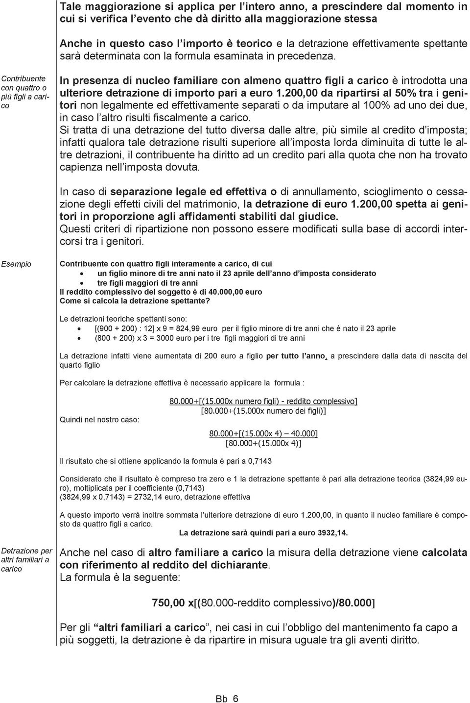 Contribuente con quattro o più figli a carico In presenza di nucleo familiare con almeno quattro figli a carico è introdotta una ulteriore detrazione di importo pari a euro 1.