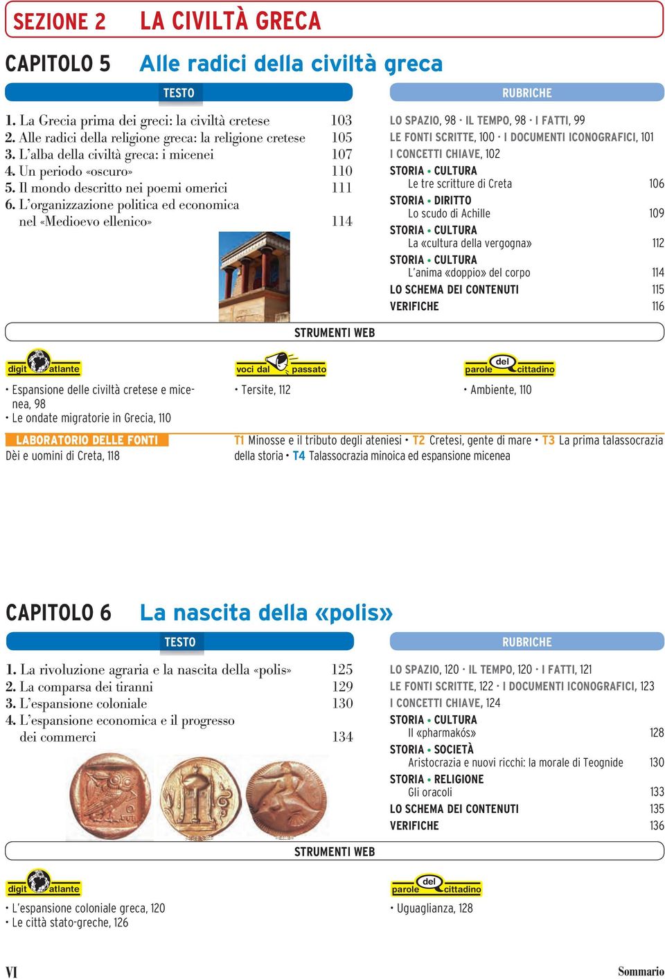 L organizzazione politica ed economica nel «Medioevo ellenico» 114 LO SPAZIO, 98 IL TEMPO, 98 I FATTI, 99 LE FONTI SCRITTE, 100 I DOCUMENTI ICONOGRAFICI, 101 I CONCETTI CHIAVE, 102 Le tre scritture