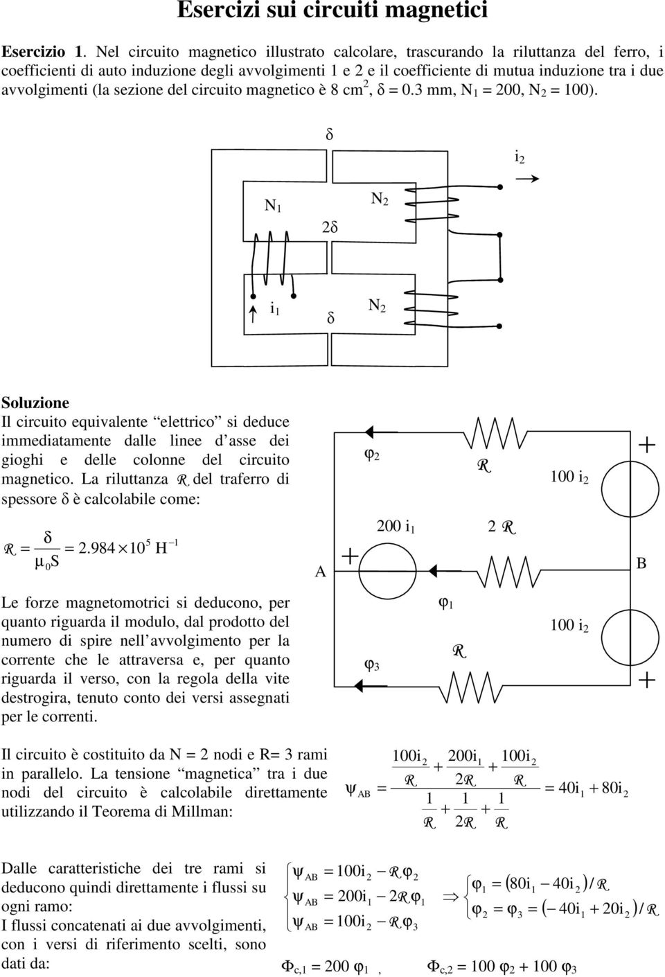 sezione del circuito magnetico è 8 cm, δ.3 mm, N, N ).