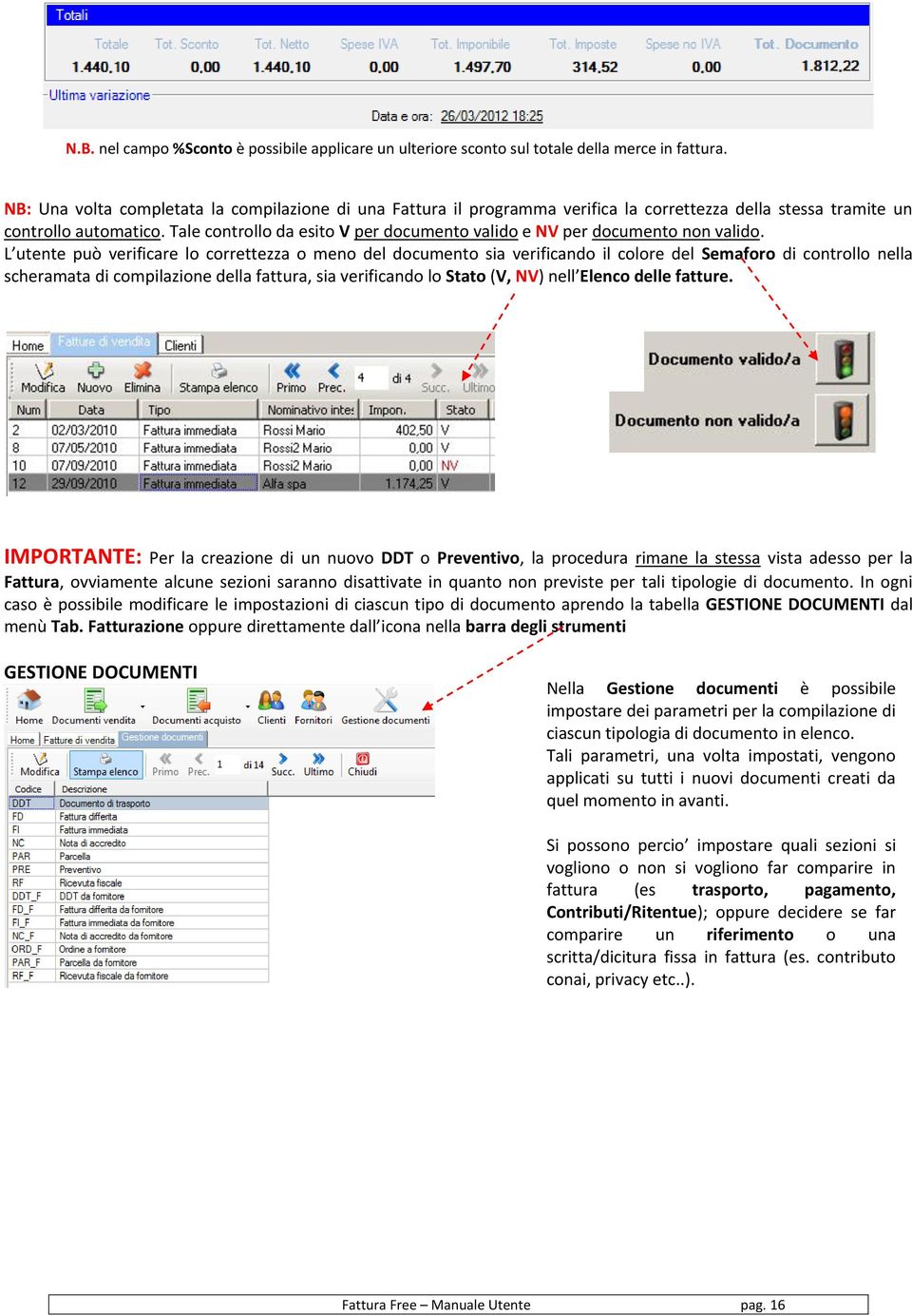 Tale controllo da esito V per documento valido e NV per documento non valido.