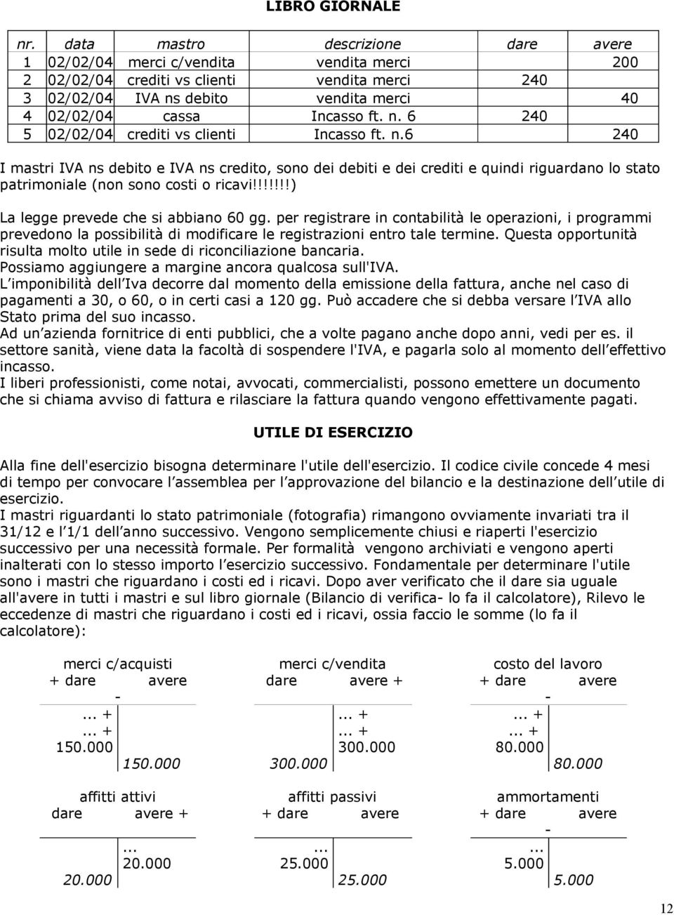 n.6 240 I mastri IVA ns debito e IVA ns credito, sono dei debiti e dei crediti e quindi riguardano lo stato patrimoniale (non sono costi o ricavi!!!!!!!) La legge prevede che si abbiano 60 gg.