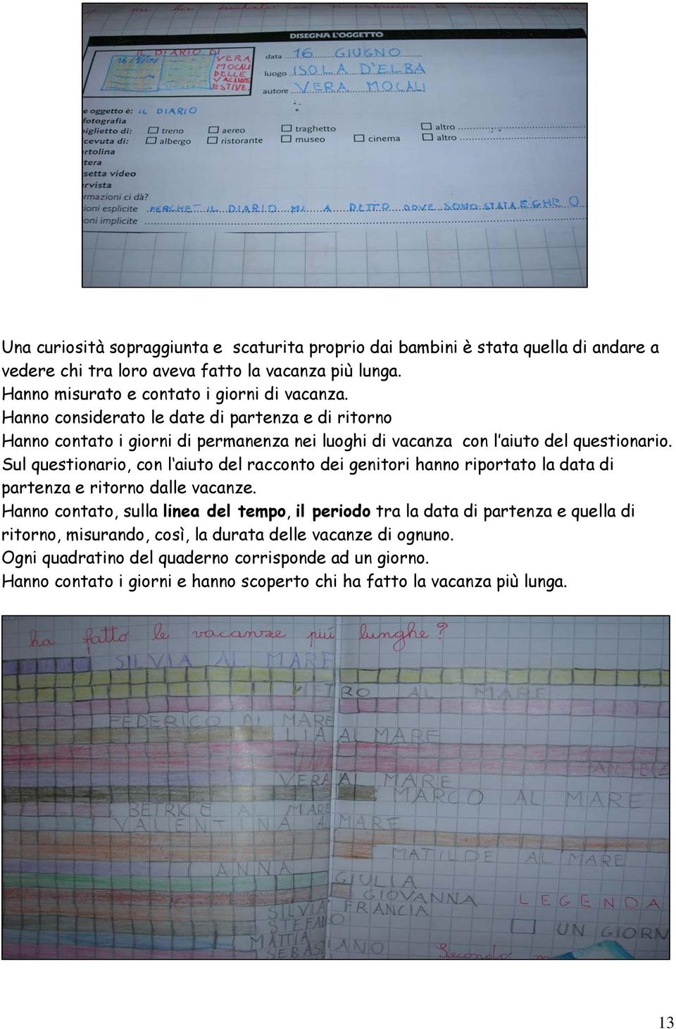 Hanno considerato le date di partenza e di ritorno Hanno contato i giorni di permanenza nei luoghi di vacanza con l aiuto del questionario.