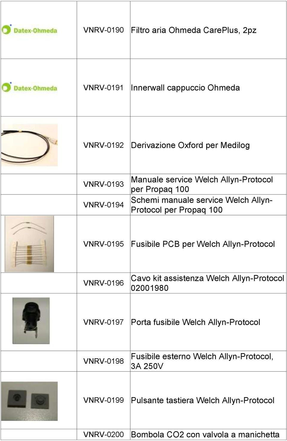 Fusibile PCB per Welch Allyn-Protocol VNRV-0196 Cavo kit assistenza Welch Allyn-Protocol 02001980 VNRV-0197 Porta fusibile Welch