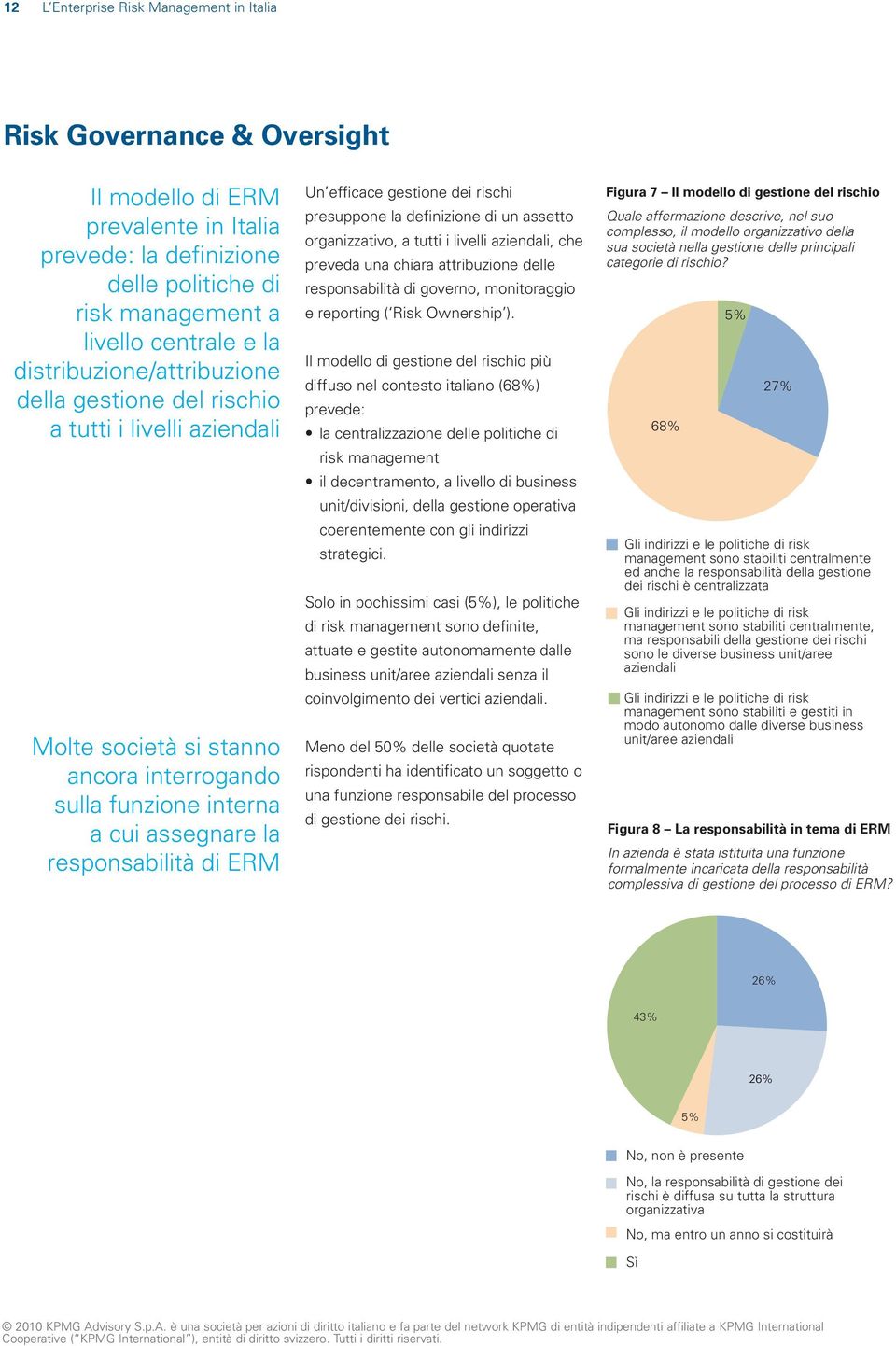 efficace gestione dei rischi presuppone la definizione di un assetto organizzativo, a tutti i livelli aziendali, che preveda una chiara attribuzione delle responsabilità di governo, monitoraggio e