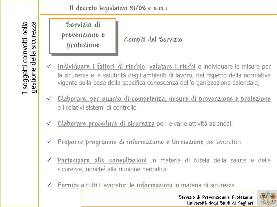 le misure per la sicurezza e la salubrità degli ambienti di lavoro, nel rispetto della normativa vigente sulla base della specifica conoscenza dell organizzazione aziendale; Elaborare, per quanto di