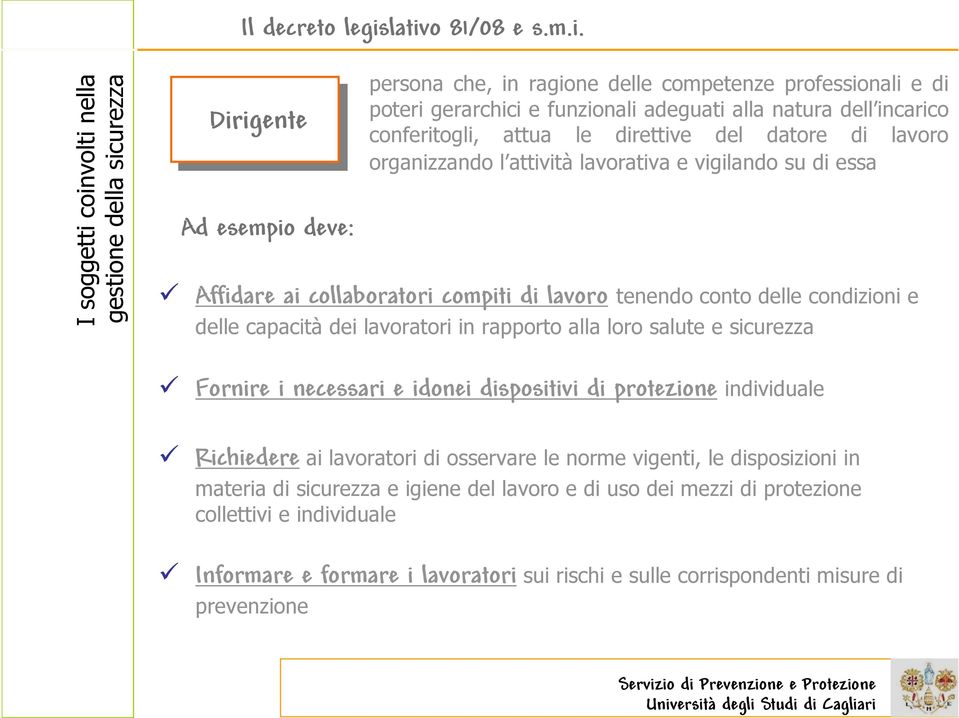 adeguati alla natura dell incarico conferitogli, attua le direttive del datore di lavoro organizzando l attività lavorativa e vigilando su di essa Affidare ai collaboratori compiti di lavoro tenendo