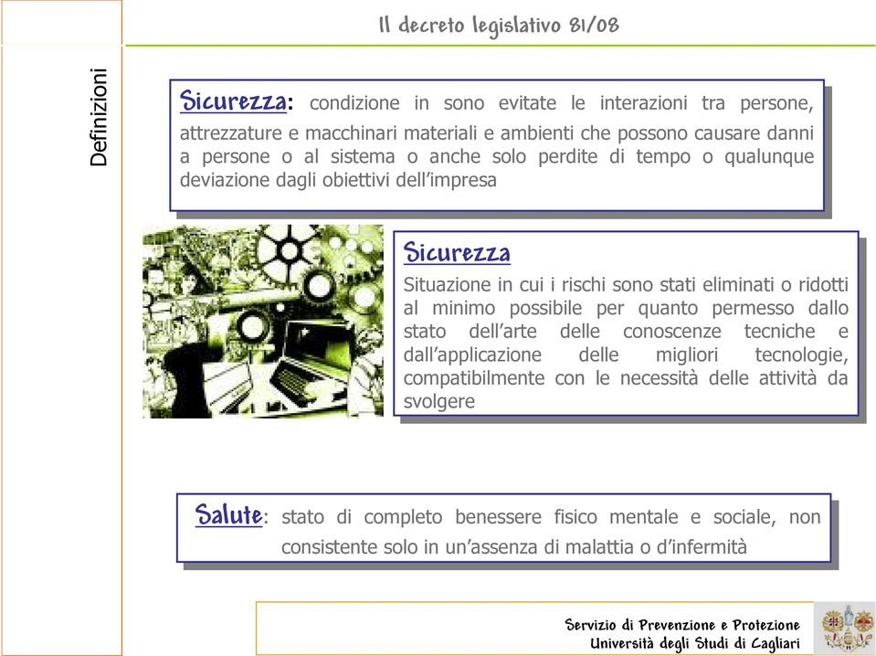 perdite di di tempo tempo o o qualunque qualunque deviazione deviazione dagli dagli obiettivi obiettivi dell impresa dell impresa Sicurezza Situazione Situazione in in cui cui i i rischi rischi sono